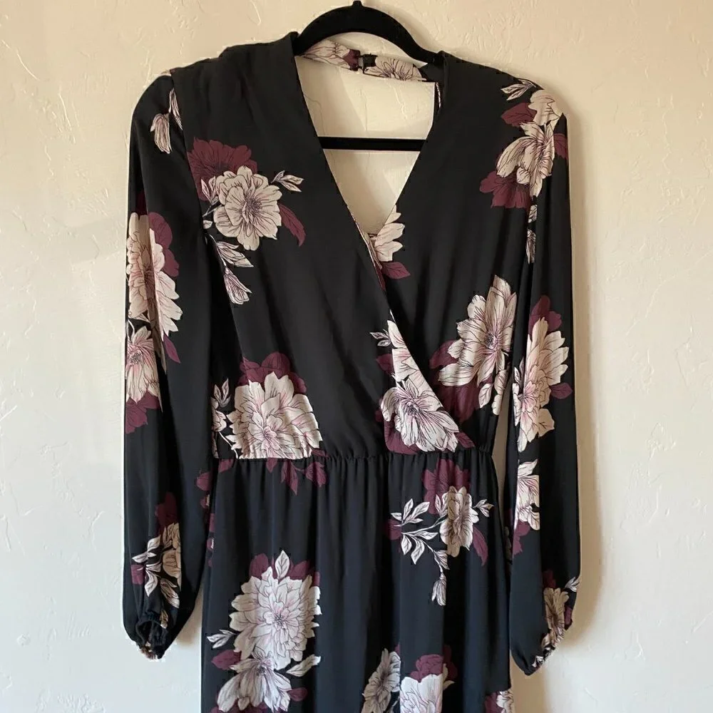 Badgley Mischka For Le Tote Floral Long Sleeve Midi Dress